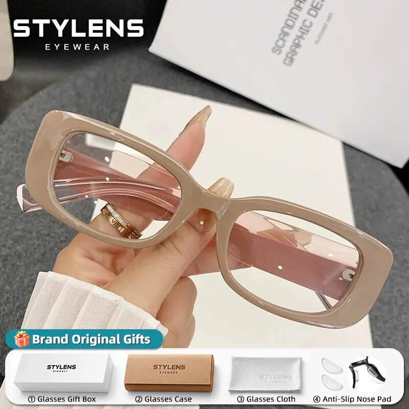 STYLENS Ретро прямоугольные очки для чтения из ацетата C6-Brown, -100