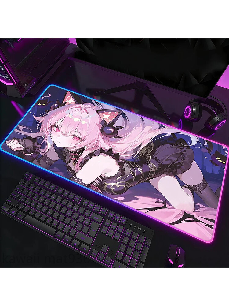 Коврик игровой Kawaii Mat936, RGB, с подсветкой, 40 см x 90 см