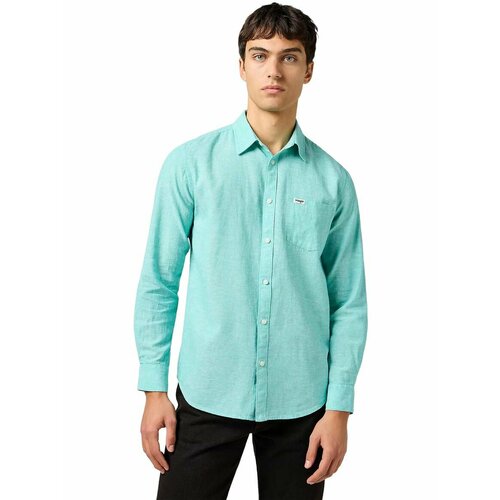 фото Рубашка wrangler men 1 pocket shirt, размер xl, бирюзовый