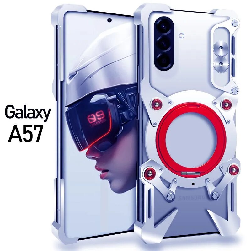 Защитный чехол для корпусов телефонов Samsung Galaxy A57 5G, металлическая рамка, серебристый