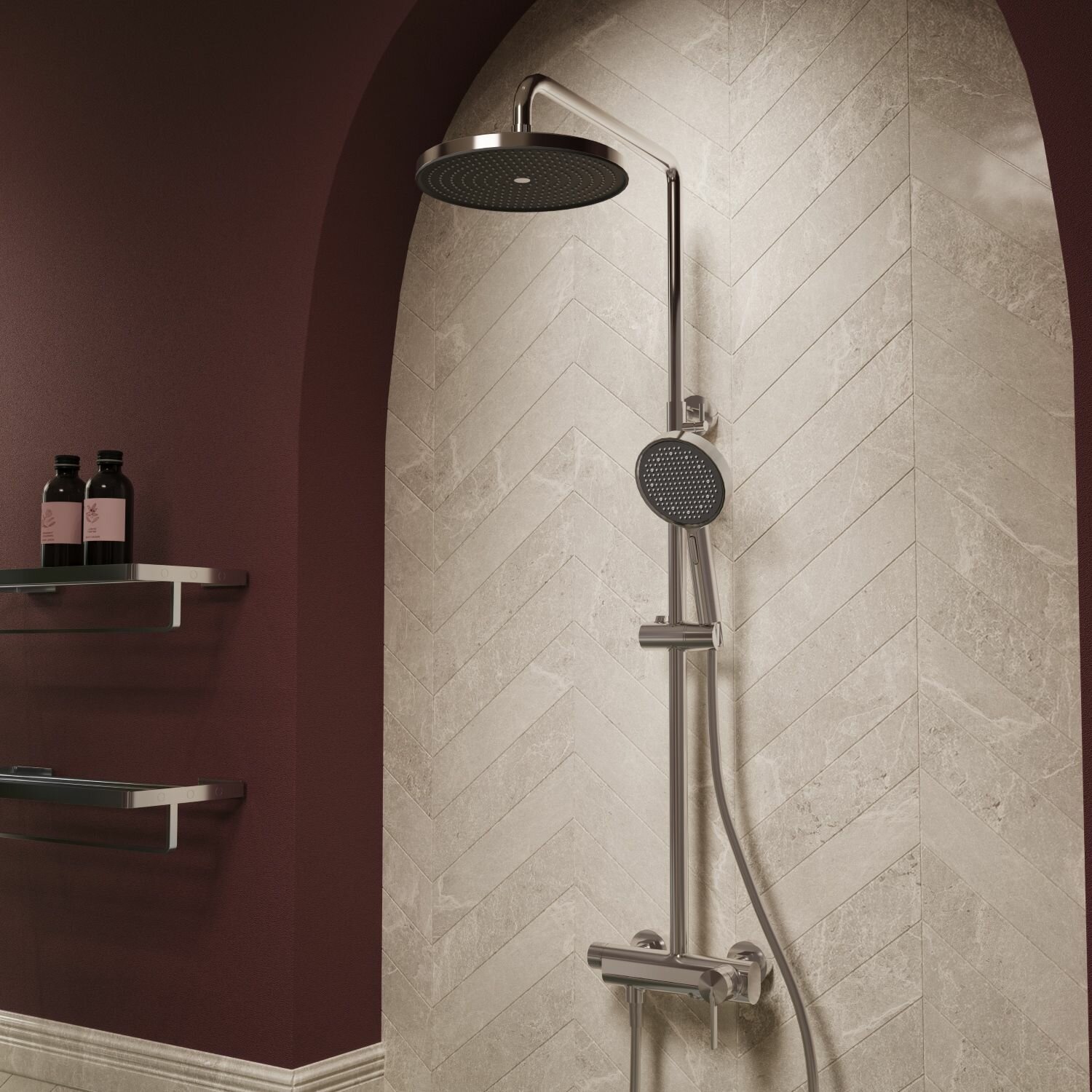 Душевая стойка Vincea TG VSFS-5TG1CH, с изливом, хромированная