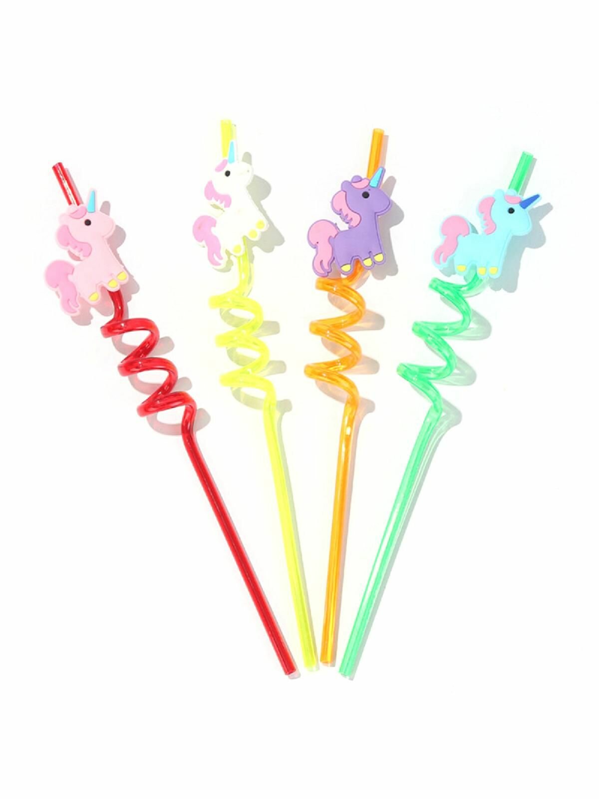 (4 шт) Многоразовые соломинки для единорога-набор из 4 предметов Unicorn