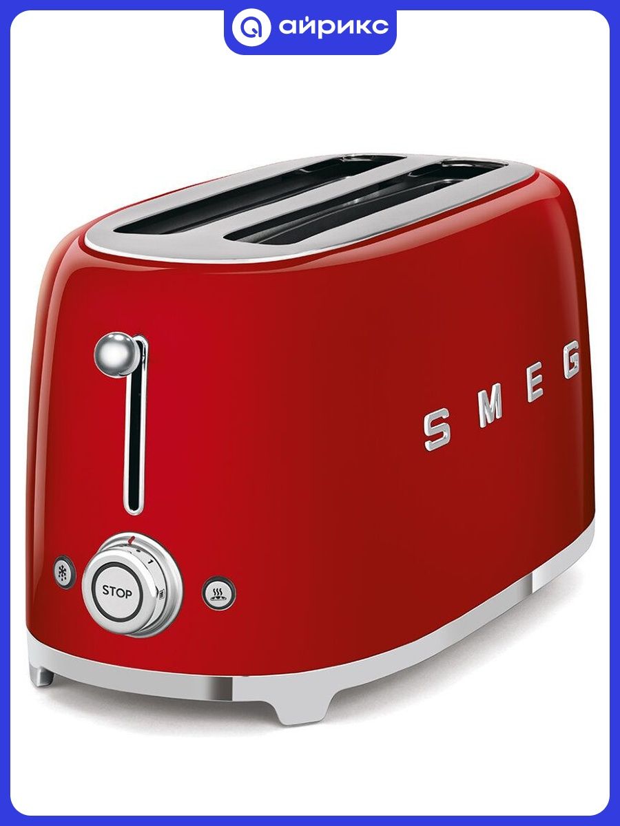Тостер Smeg TSF02RDEU, 1500 Вт, 2 отделения, 6 режимов, красный