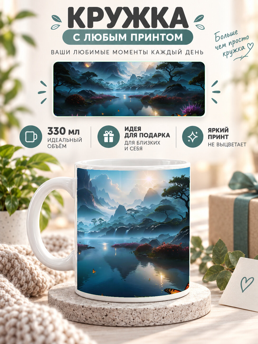 Кружка керамическая MoodRoom 330 мл, глянцевая, для чая и кофе, белая с принтом Black Digital Code, для чая, MUG3303046