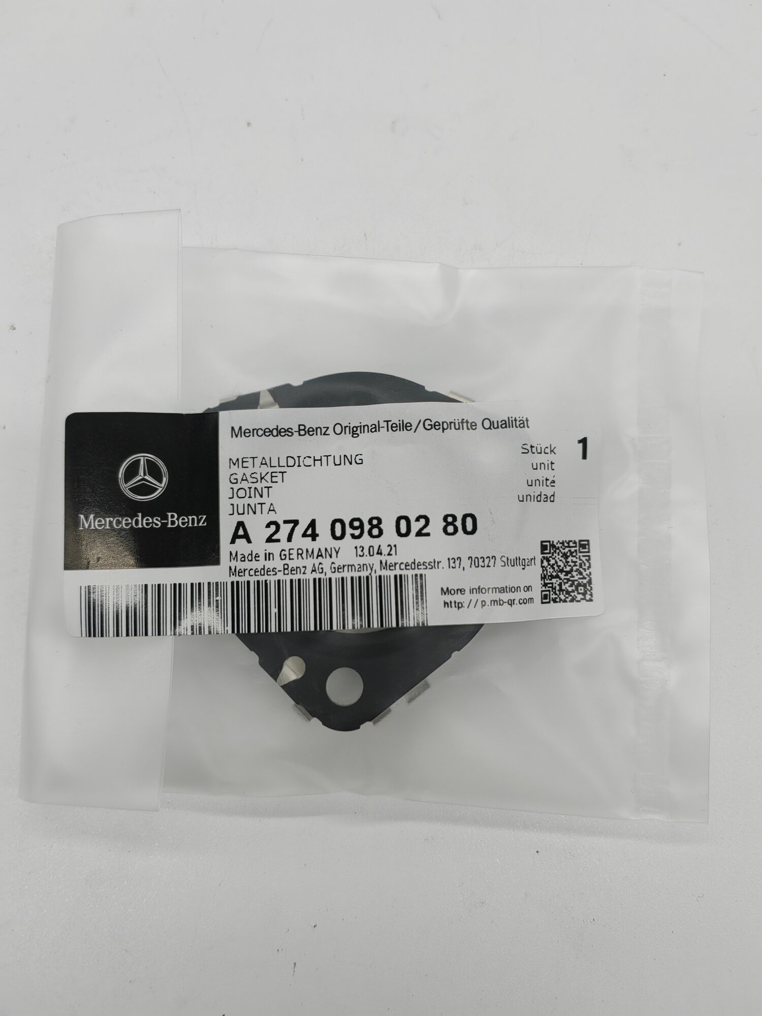 Mercedes-Benz Прокладка Mercedes арт. A2740980280
