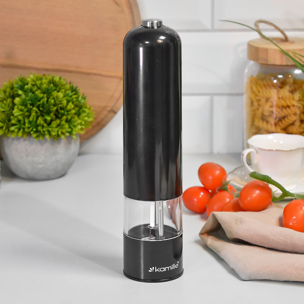 Мельница электрическая для специй Kamille KM7013 22х5,3см, пластик, серия Черная кухня