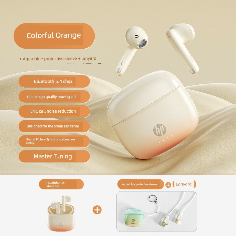 HP беспроводные наушники Bluetooth для бега с солнечным градиентным синим чехлом, градиентный оранжевый, улучшенная