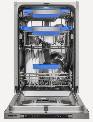 Изображение товара Посудомоечная машина узкая встраиваемая MEFERI MDW4573 COMFORT 45 см, на 10 комплектов, автооткрывание, с аквастопом