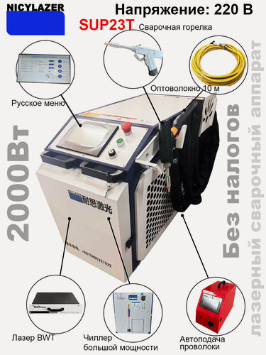 Изображение товара Ручной лазерный сварочный аппарат 2000 Вт 4 в 1 сварка резка очистка зачистка швов