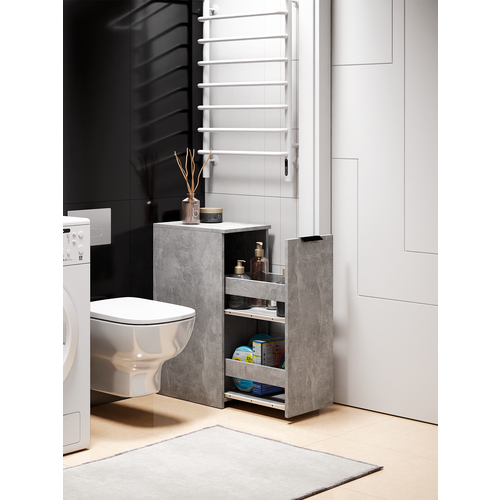 фото Тумба mfmaster vitto-160, лдсп, цвет бетон, 1 ящик, с полками 29,5 см x 44,4 см x 75,6 см