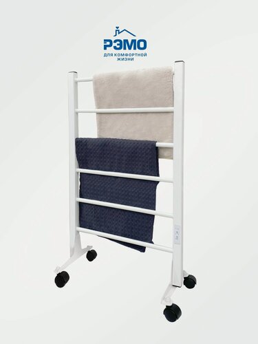 Изображение товара Электрический полотенцесушитель напольный на колесах , с терморегулятором и таймером, белый