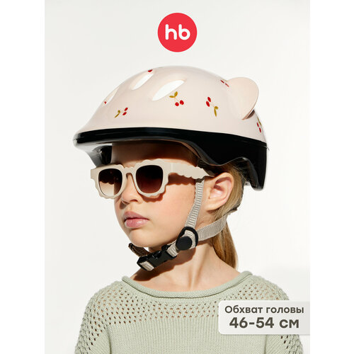 50011, Шлем велосипедный детский Happy Baby SHELLIX для роликов и самоката, обхват головы 46-54, розовый с вишенками