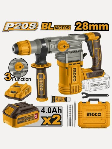 Изображение товара Аккумуляторный перфоратор б/щ 20В INGCO CRHLI202882 INDUSTRIAL 4,5дж