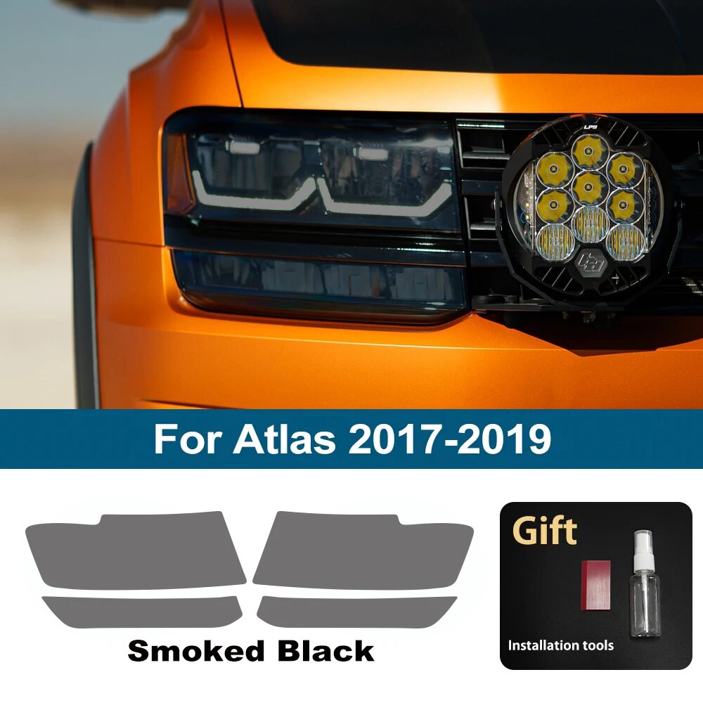 Защитная пленка для фар Volkswagen Atlas 2017-2019, Smoked Black, Style: For Atlas 17-19 SMK
