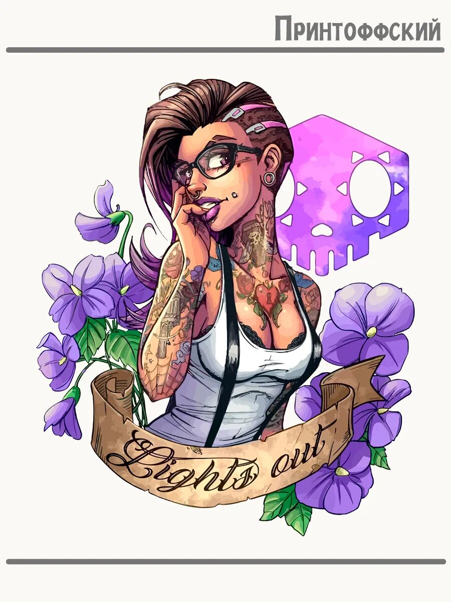 Термонаклейка для одежды и аксессуаров DTF-печать sombra overwatch