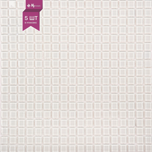 Изображение товара Мозаика стеклянная NSmosaic JP-405(M), белая глянцевая, 305х305 мм, чип 15х15 мм, упаковка 5шт