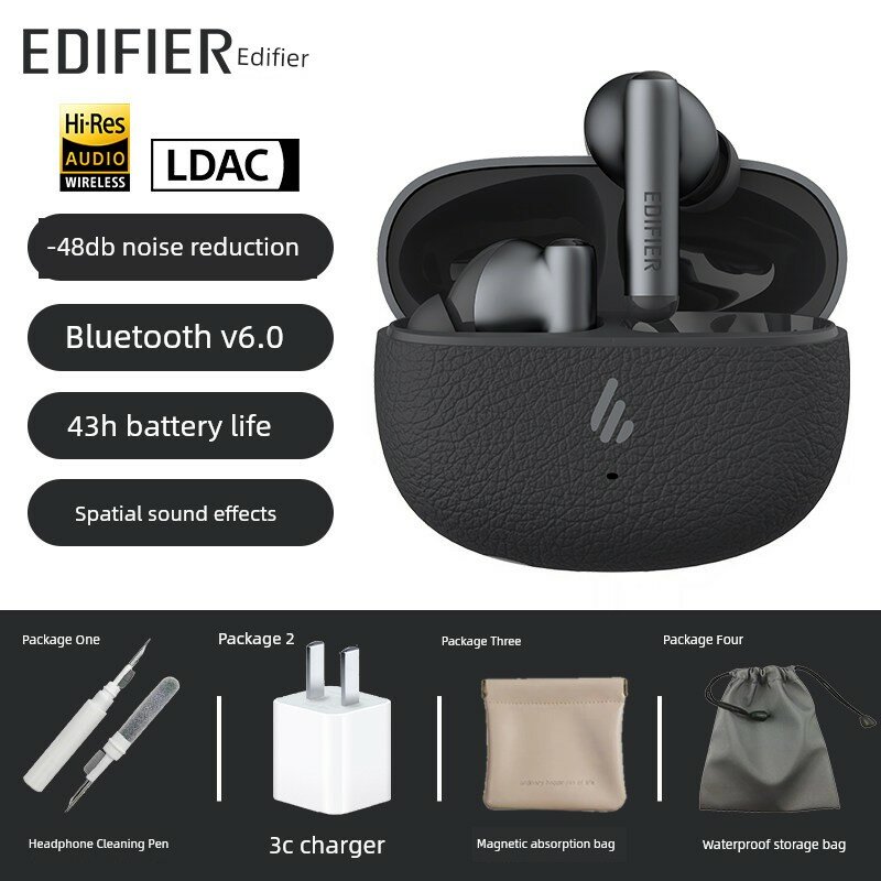 Наушники беспроводные Edifier Lolli Pro SE с шумоподавлением для спорта и игр, водонепроницаемые, цвет полуночный синий