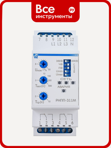 Изображение товара Реле напряжения НовАтек-Электро перекоса и последовательности фаз РНПП-311М, Нарушения последовательностии слипание фаз