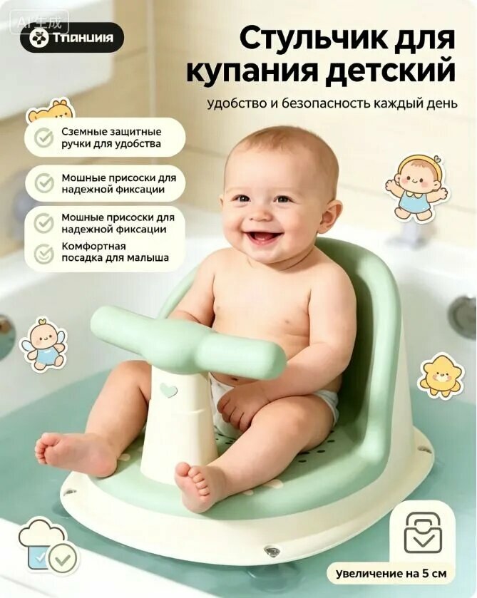 Сиденье для купания малыша, зеленый, 1 шт — цвет: Салатовый, светло-синий