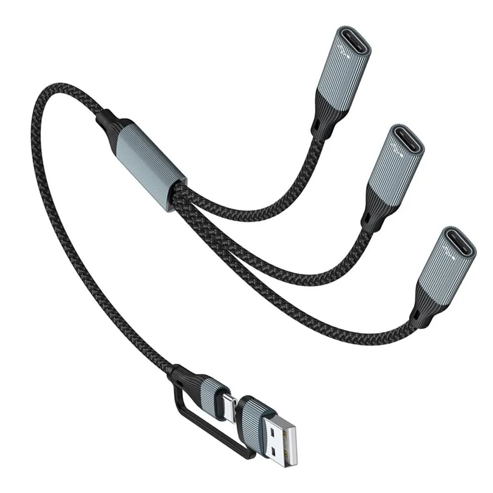 (1) Разветвитель-концентратор USB Type C + папа на мама один к трем