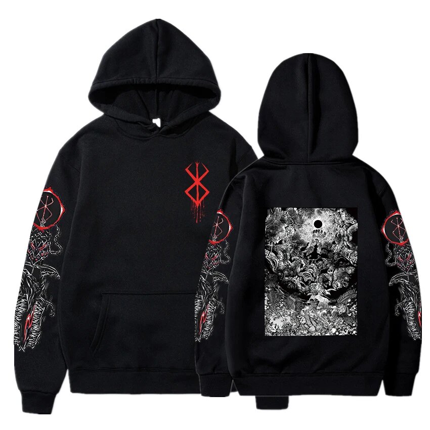 Черная толстовка с капюшоном Berserk, XXL, Black 4