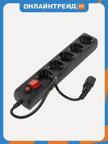 Изображение товара Сетевой фильтр Filum FL-SP3-5-1.8M-BL черный, 2200 Вт, 5 розеток, шнур 1.8м
