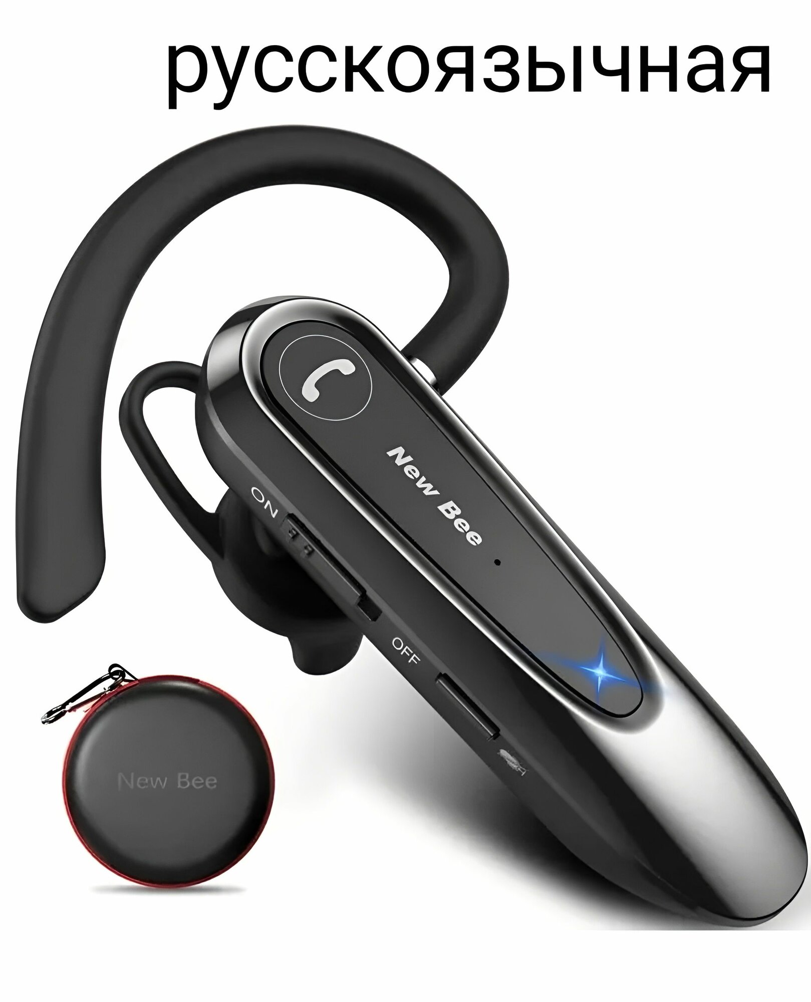 New Bee Наушники беспроводные с микрофоном, Bluetooth, USB Type-C, черный