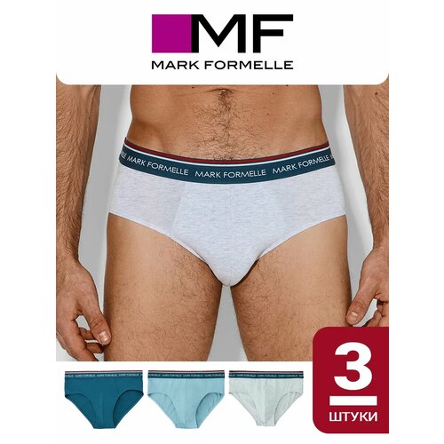 Трусы MARK FORMELLE для мужчин, комплект из 3 шт., размер 98-108, серый, зеленый, синий