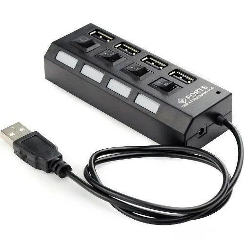 USB-концентратор, разветвитель USB Gembird UHB-C243 AD хаб - концентратор 4 порта USB2.0 выключатели - 0.45м чёрный