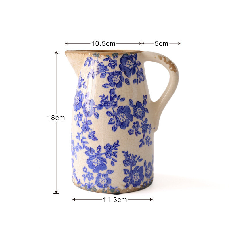 Ретро старая ледяная трещина камелия сине-белая фарфоровая керамическая ваза цветочная композиция элитная зимняя