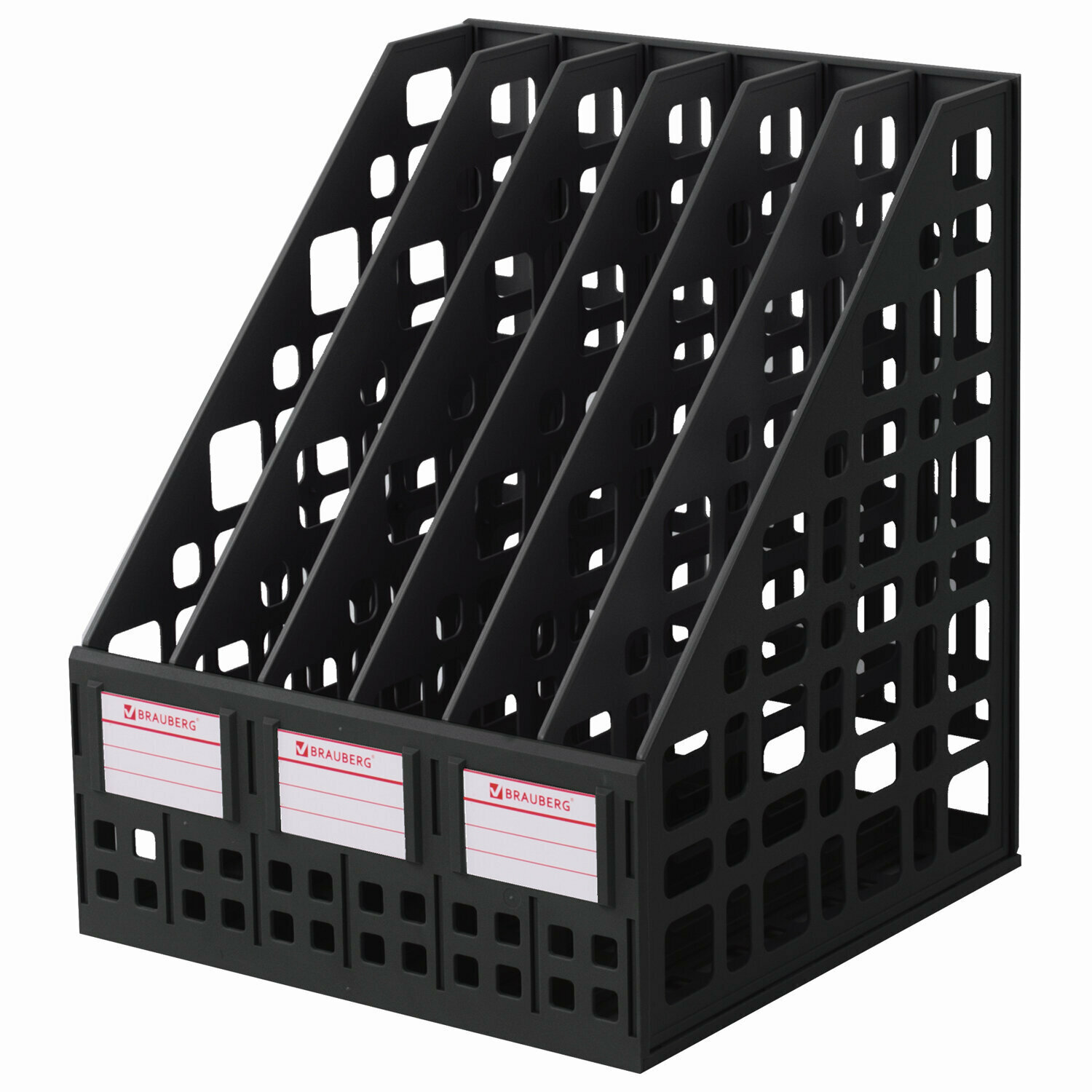 Лоток вертикальный для бумаг Brauberg "Maxi Plus", 240 мм, 6 отделений, сетчатый, сборный, черный