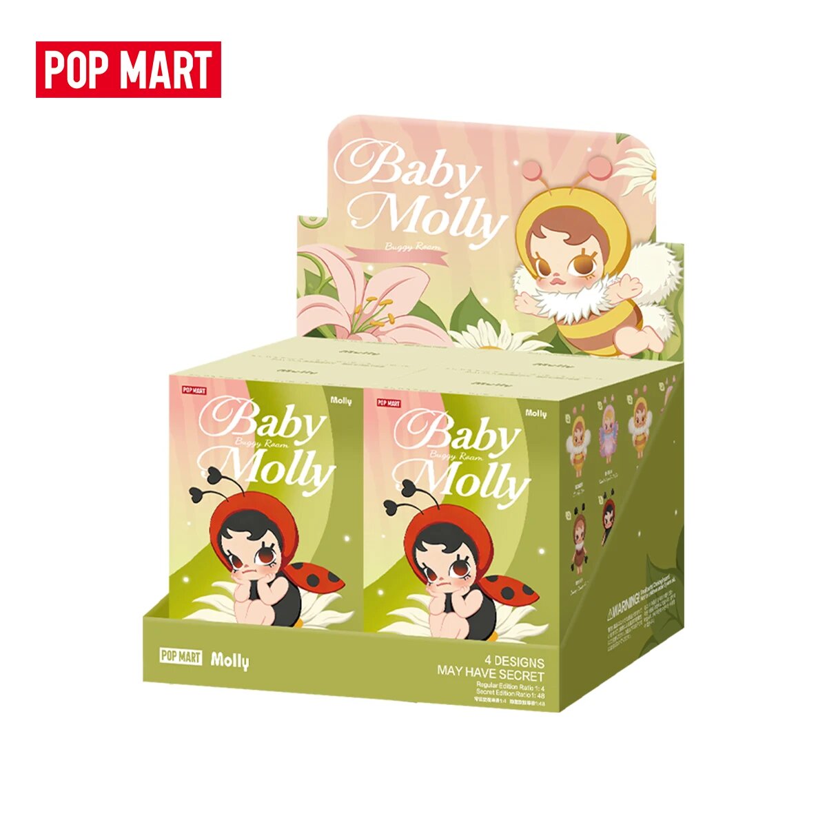 POP MART Baby Molly Buggy Roam Series фигурки-сюрприз 4PCS Whole Set