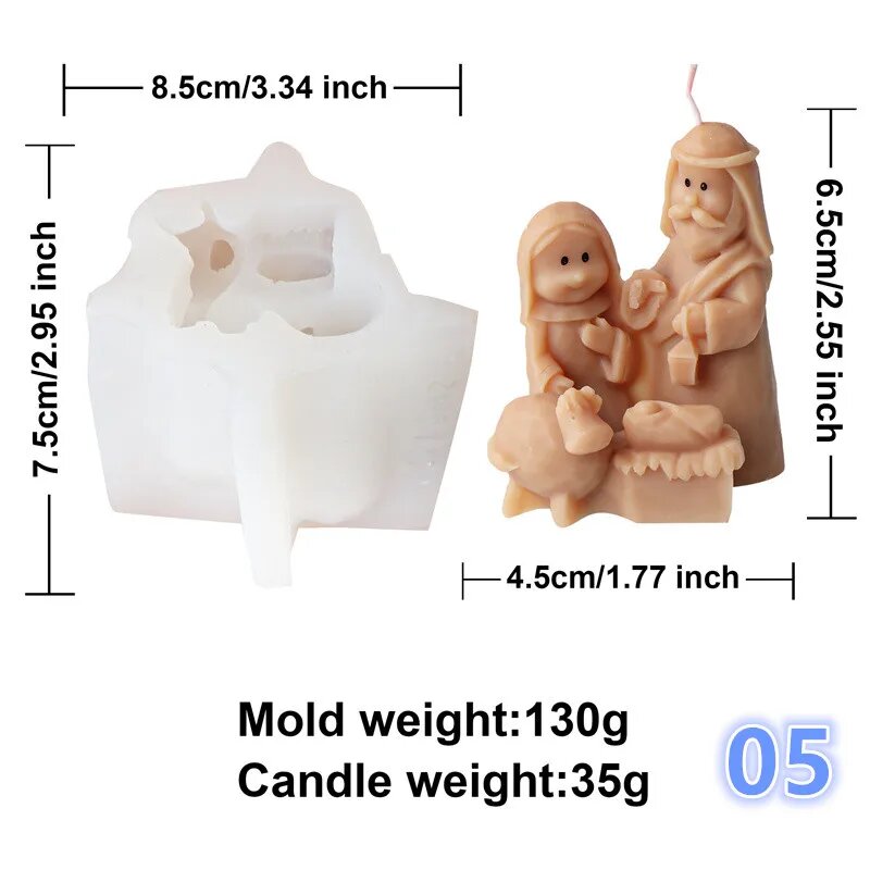 Силиконовая форма для свечей "Святое Семейство", Family mold 05