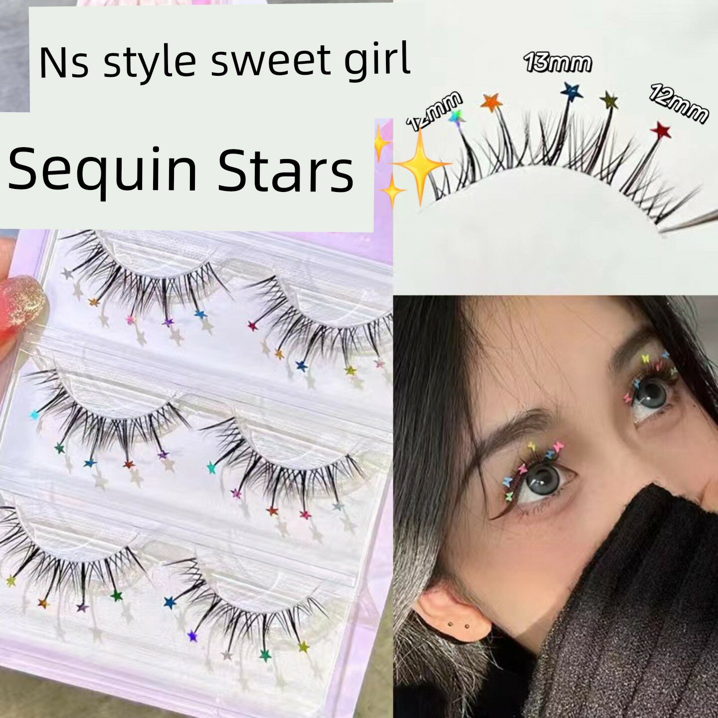 Накладные ресницы Cute Eyelash Premium YW07, натуральные, в форме рыбьего хвоста, в стиле манга, для Барби, сказочные