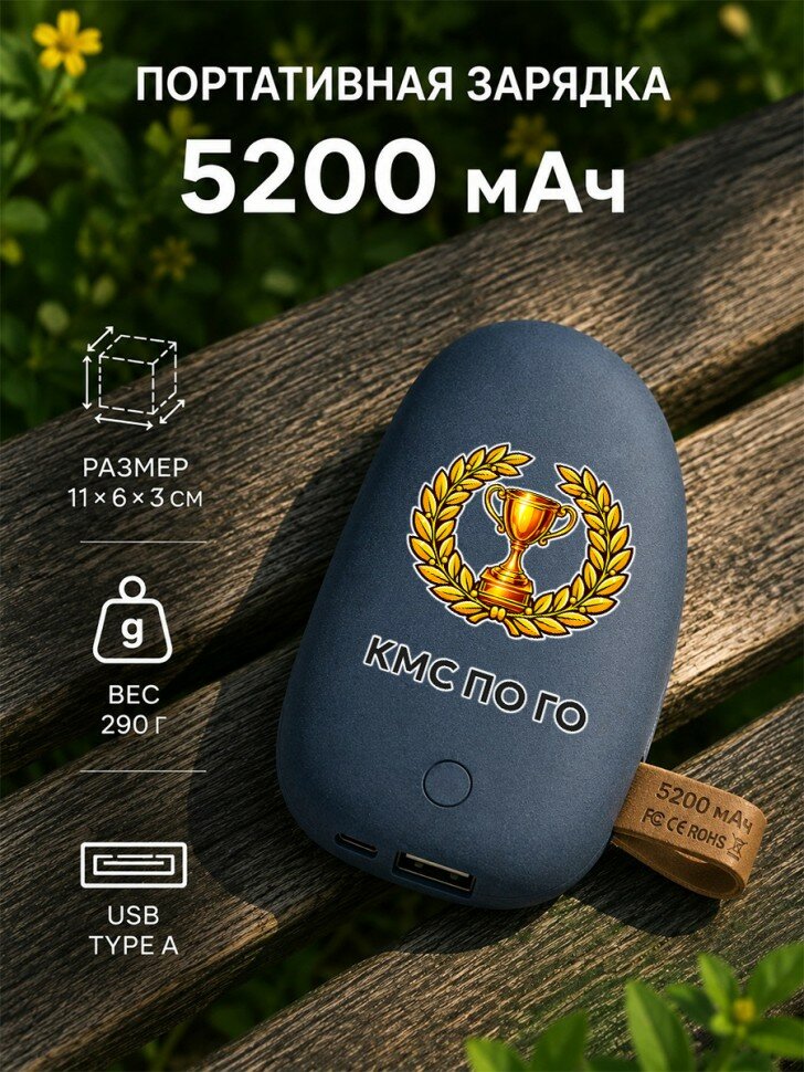 Внешний аккумулятор Pebble 5200 мАч с надписью "КМС по го"