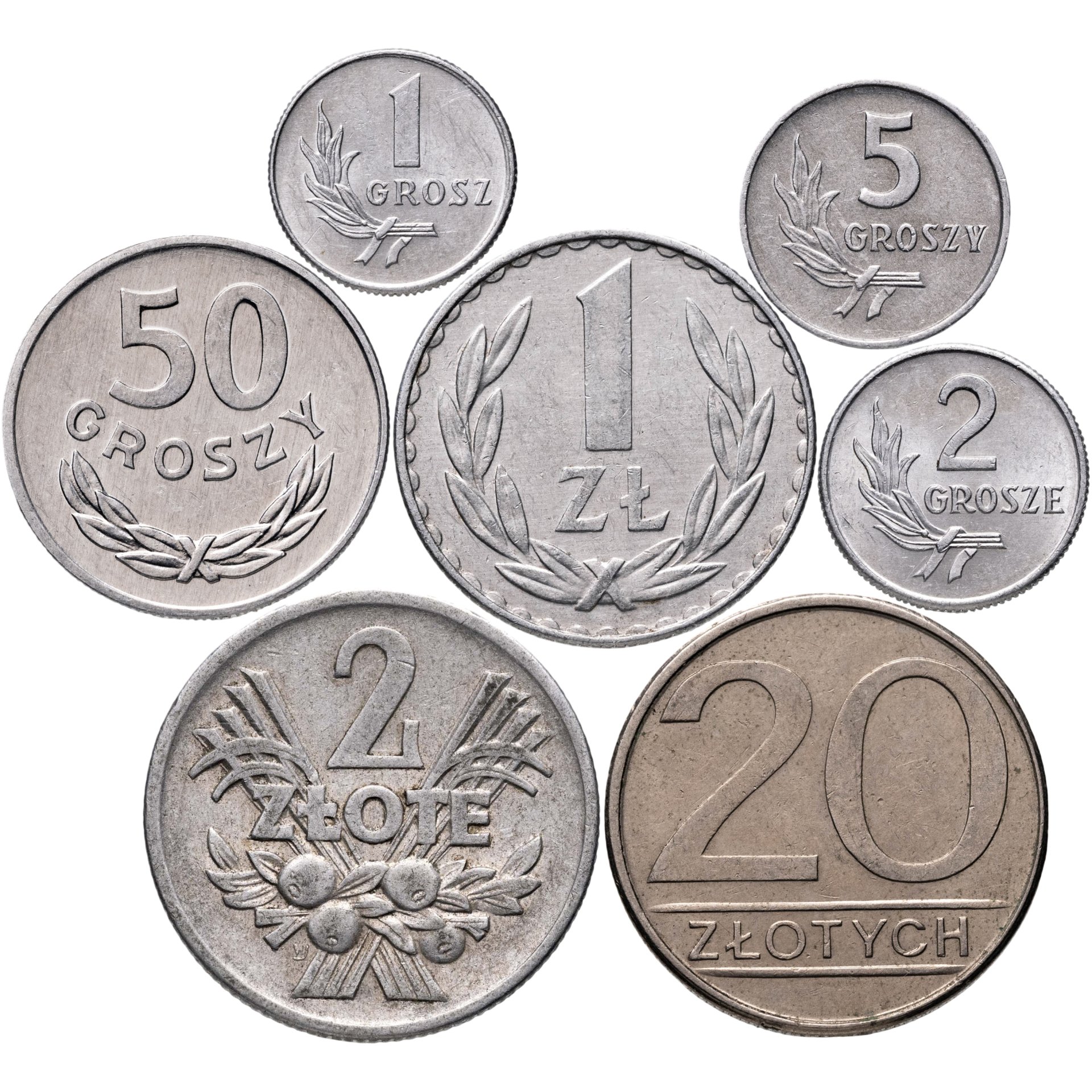 Польша набор 8 монет 1949 - 1985 года, Различные сплавы, в сохранности XF-AU