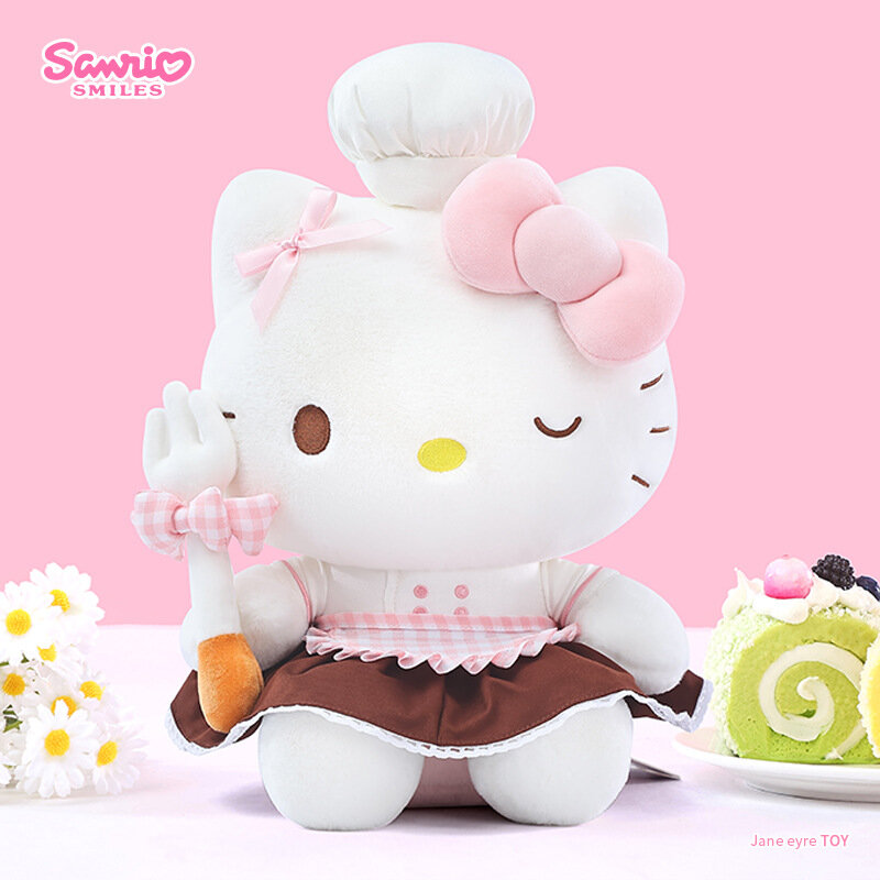 Плюшевая игрушка Hello Kitty Шеф-повар Канелэ Sanrio мягкая кукла 20 см, подарок девочкам и мальчикам