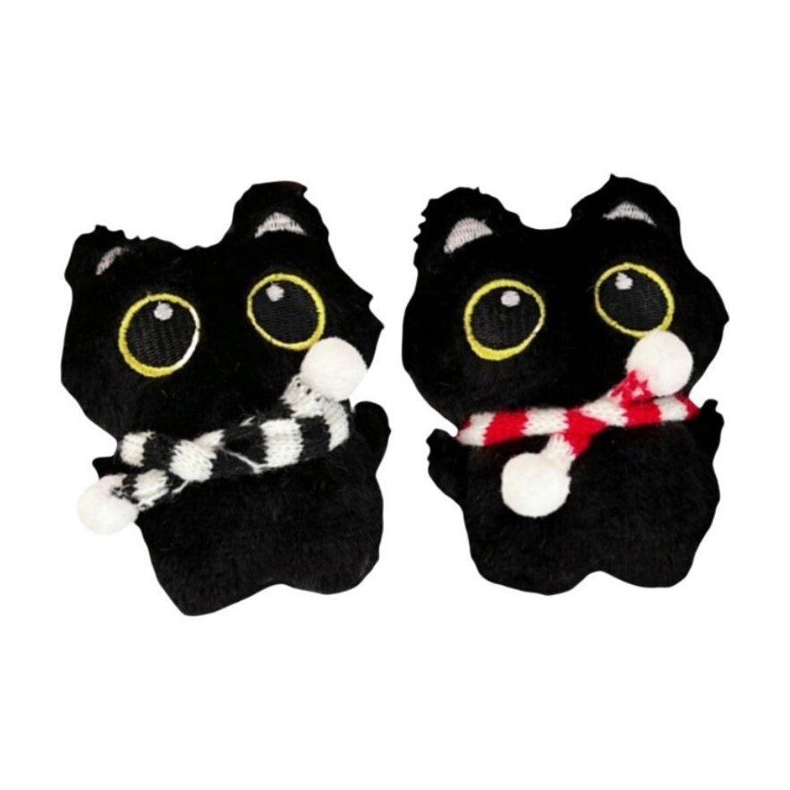 Плюшевая подвеска унисекс "Котенок" 8 см, Black Scarf+Red Scarf[Squeaky], черный