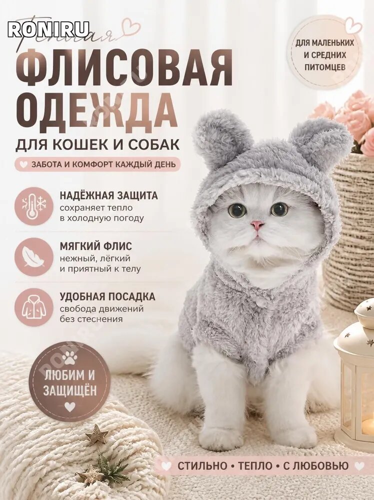 Теплая флисовая одежда для собак и кошек стильные куртки и толстовки для маленьких и средних питомцев, защита от холода и комфорт на прогулках