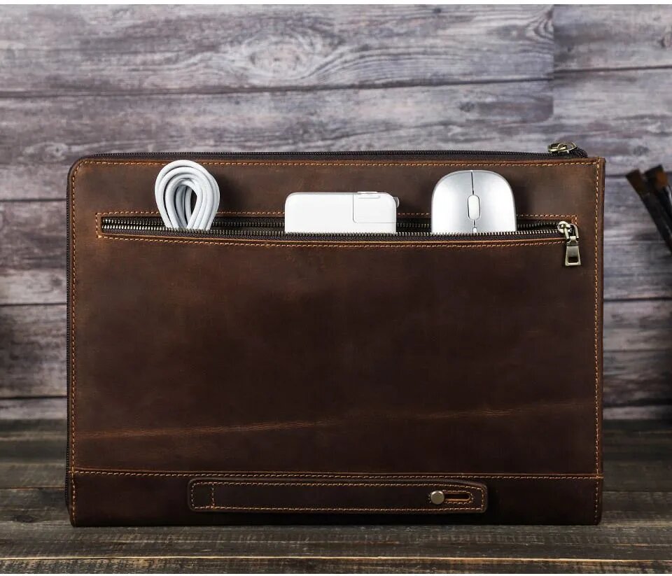 Чехол Для Ноутбука Из Зернистой Кожи, Совместимый С MacBook Air 13" 2 2681 M1 A2337 A2179 A1932/Pro 13" M2, Pro 14", темно-коричневый