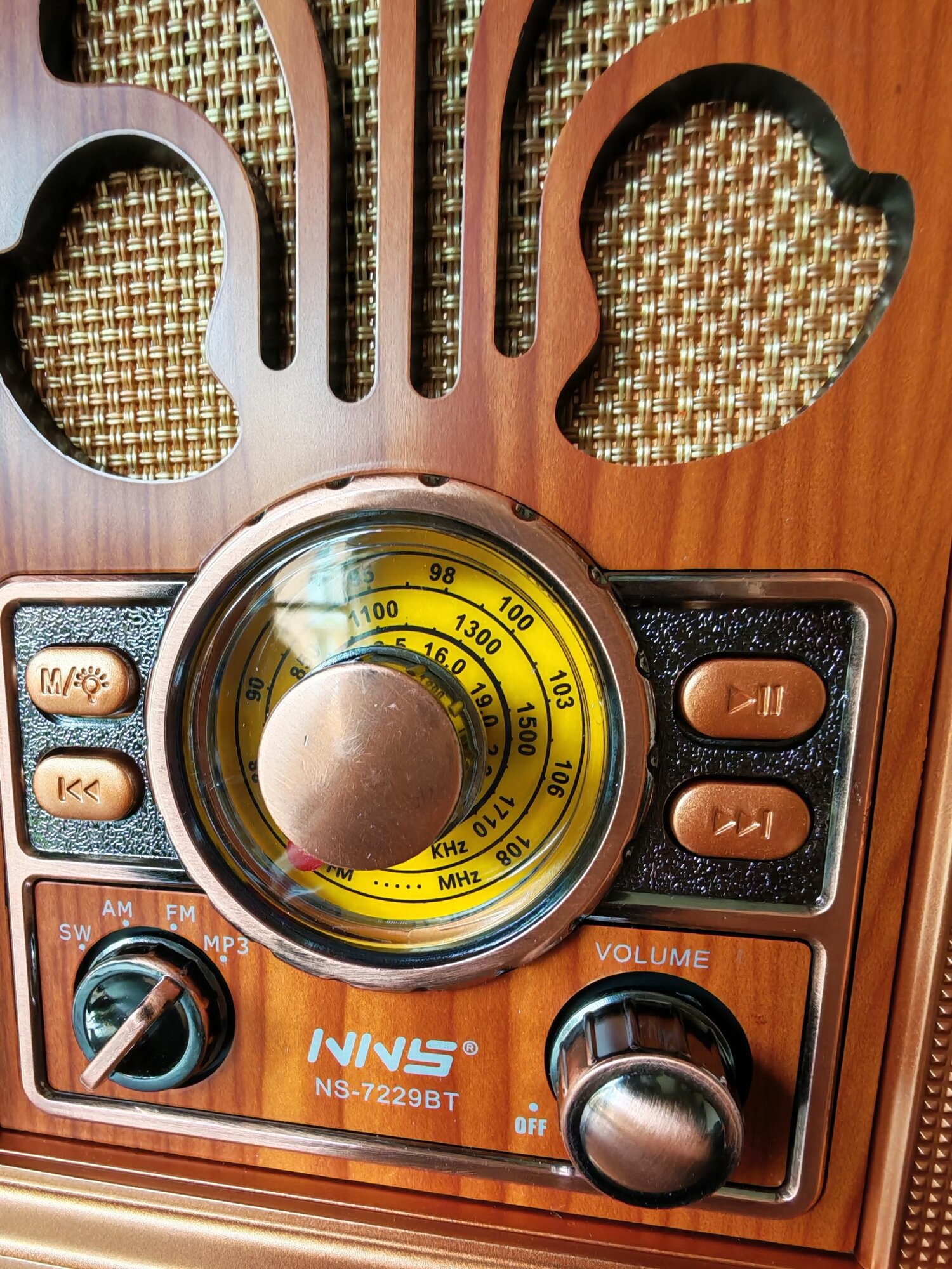 Радиоприемник ретро, MP3, Bluetooth, TWS, с аккумулятором NS-7229BT — фото 1