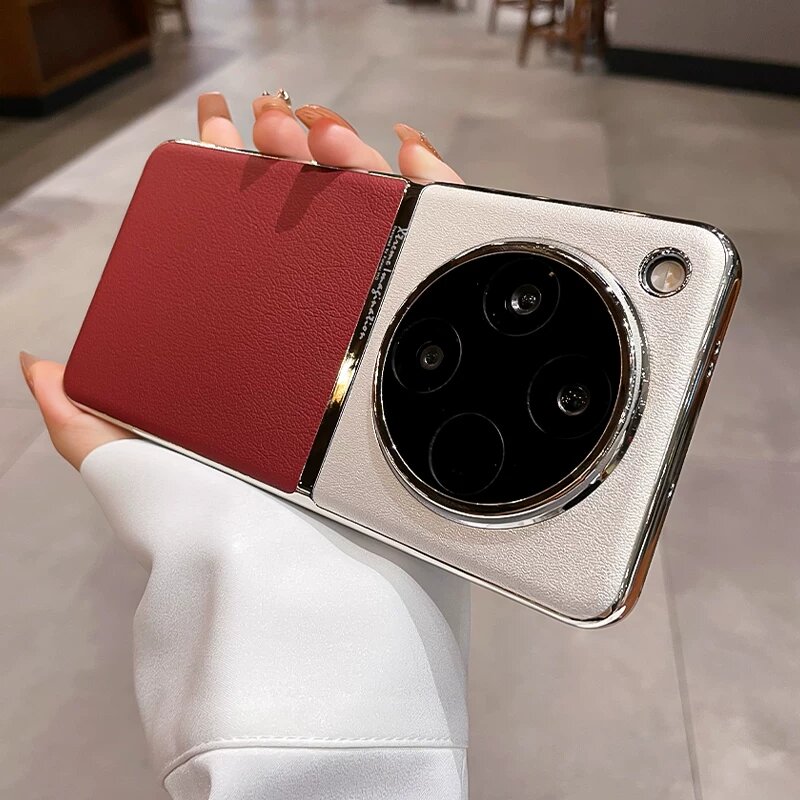 Кожаный чехол для OPPO Find X8 в оттенке бордового — полное покрытие камеры, тонкий силуэт