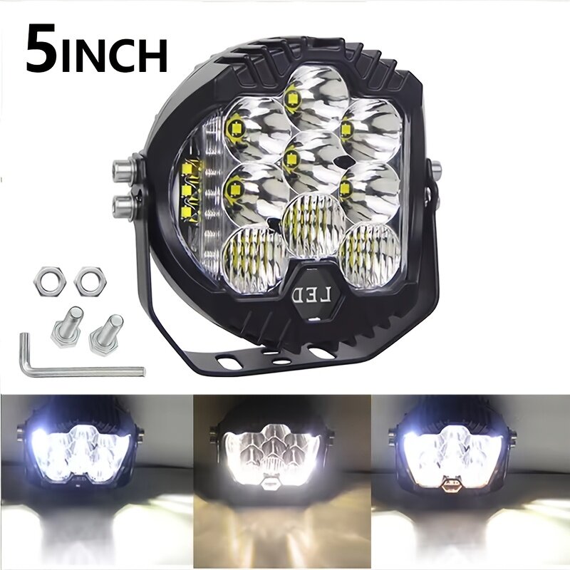 Светодиодная рабочая фара 5 дюймов, белый свет, 12V/24V, универсальная для внедорожников 4x4, 1 шт.