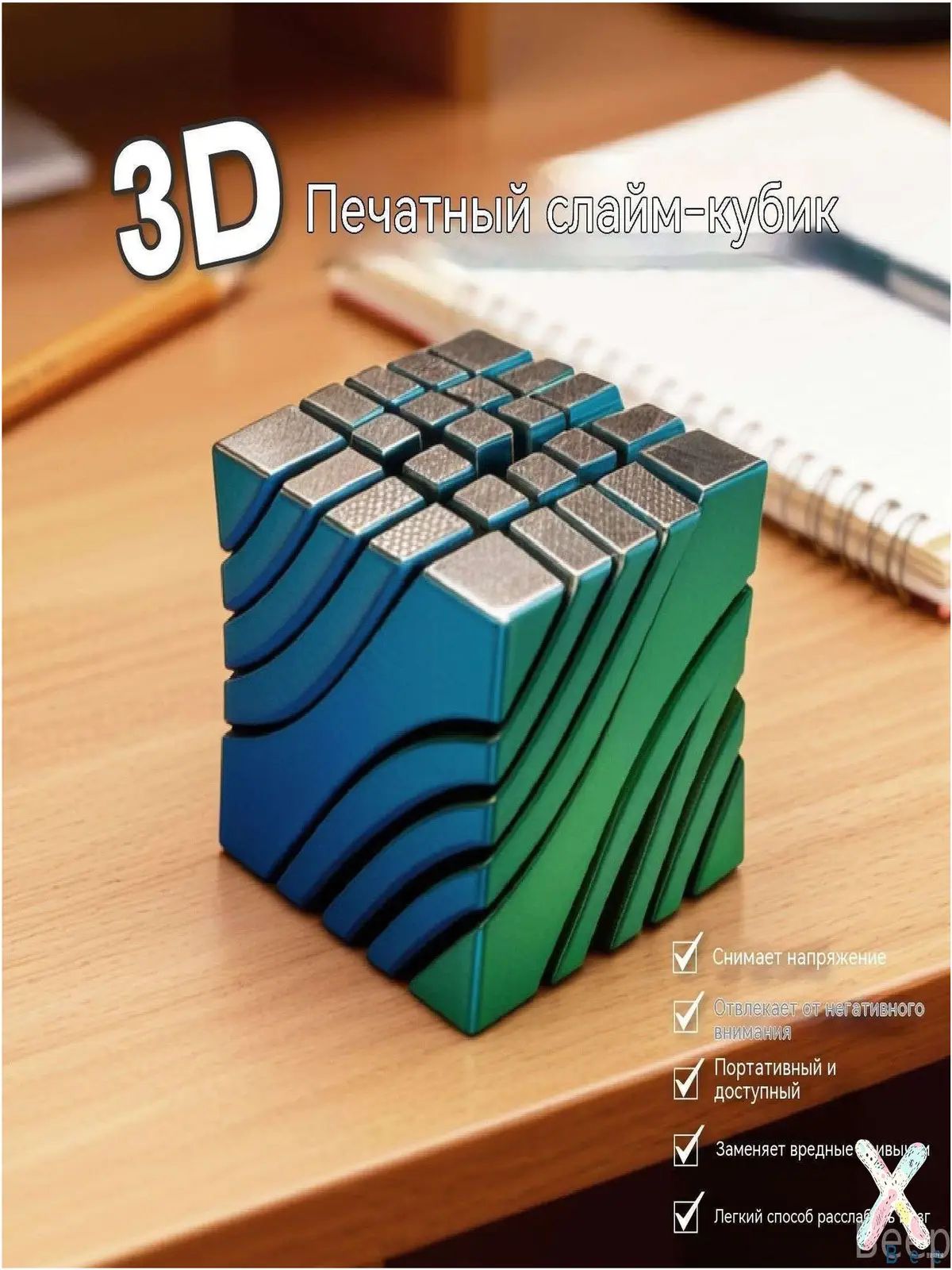 Премиум 3Dдекомпрессионный слаймчелнок, выполненный в форме деформируемого квадратного кубика Рубика для печати, популярен