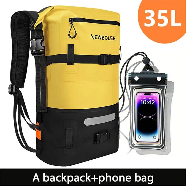 NEWBOLER Сухой Рюкзак 35л ПВХ Серый/Оранжевый/Розовый Черный, BAG335-YEL-618