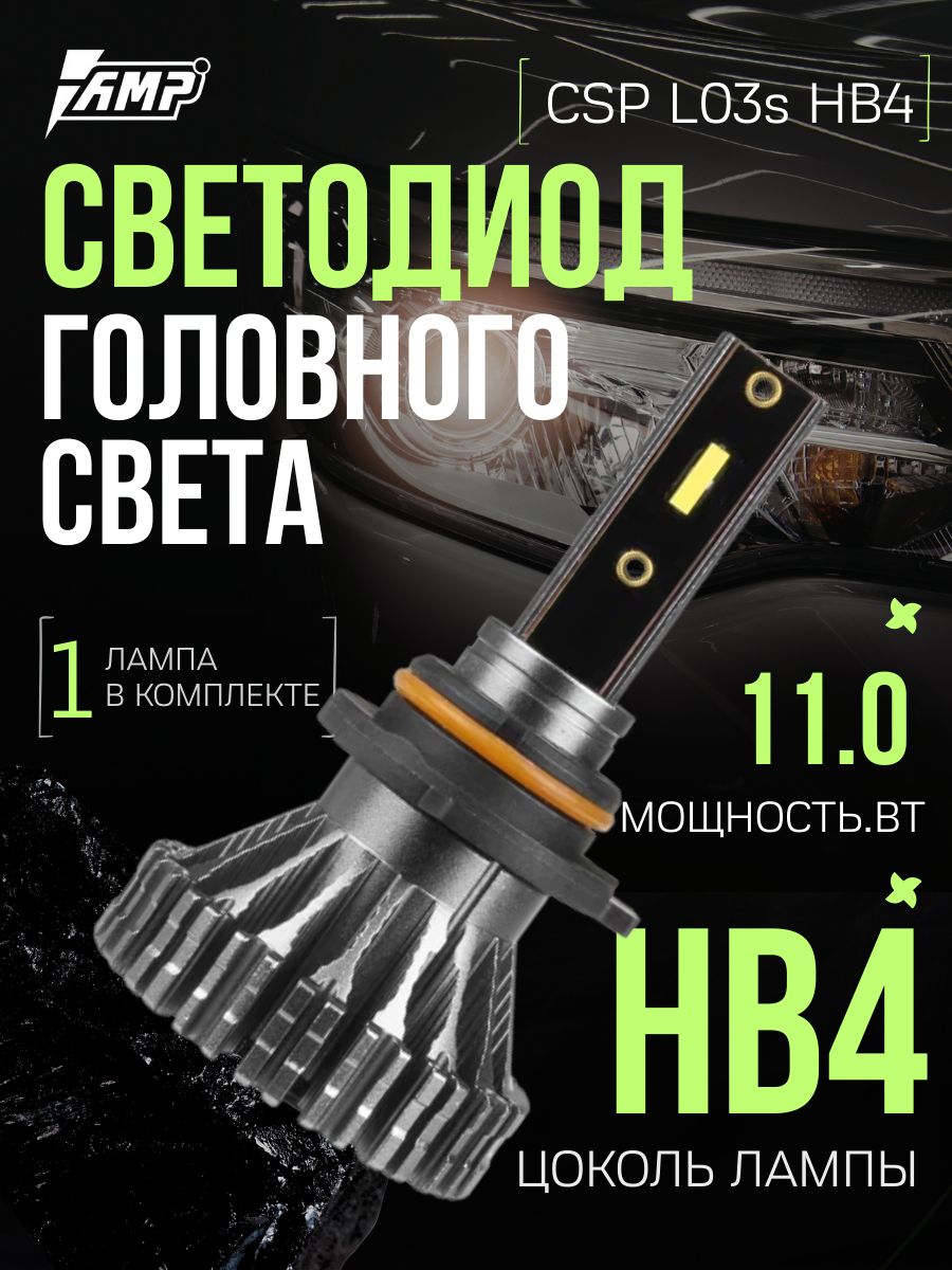 HB4 Светодиодная лампа / AMP CSP L03s / Led Лампа / 1 шт