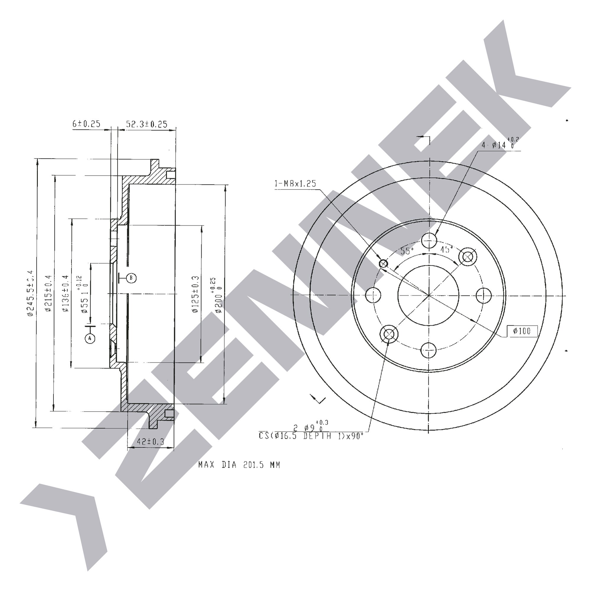 Барабан тормозной MAZDA 323 98-04 DEMIO 96-03 ZENNEK DDR0016