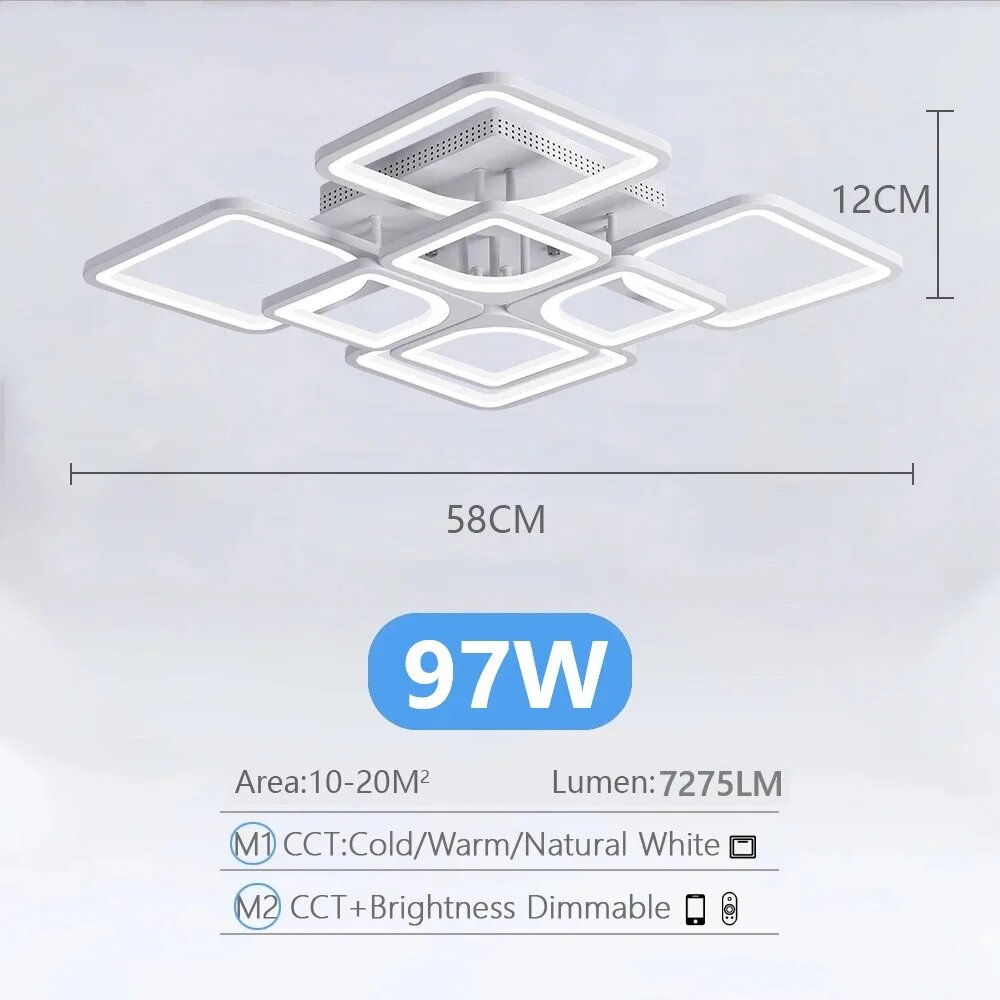 Потолочный светильник IRALAN белый, 97W, 58см, CCT: Cold/Warm/Natural White