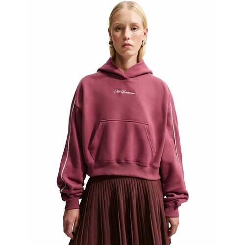 фото Худи спортивное nike studio fleece medium weight cropped pullover hoodie, размер m, , розовый