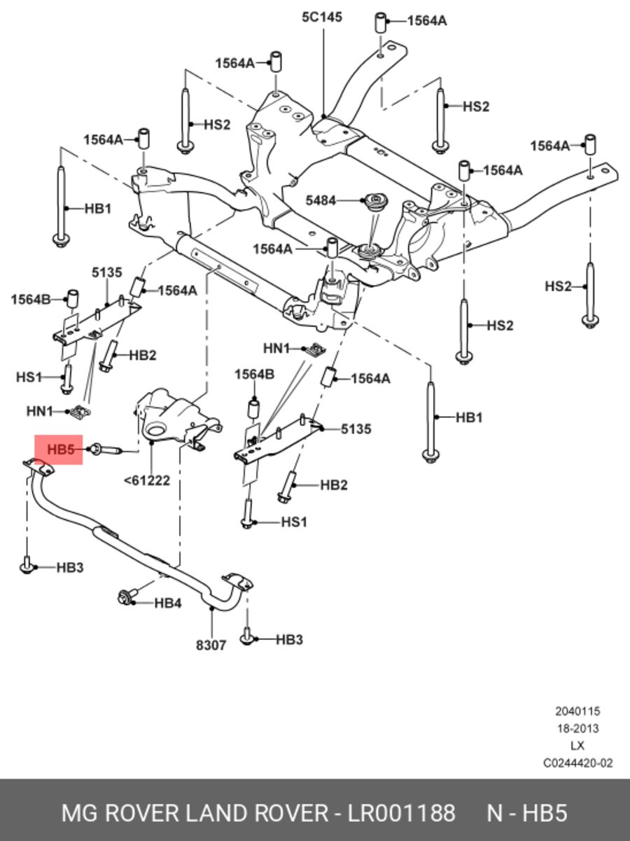Болт подрамника задний bolt org (LAND ROVER LR001188)